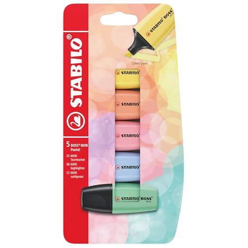 STABILO BOSS MINI Pastel - Evidenziatore - Pack da 5 - Colori assortiti