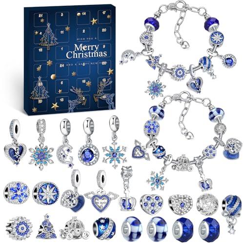 WEVOL Calendario Avvento Gioielli 2025 Bambina Donna, Calendario Avvento Bracciale Bambini Kinder Fai da Te, Braccialetti Regalini Sorprese Regalo di Natale per Ragazza Donna