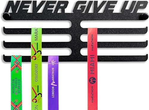 Medaglione appeso medaglie e dorsali (100% acciaio) - Made in Spagna (NEVER GIVE UP)