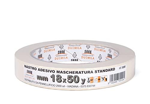 PENNELLIFICIO 2000 | Nastro in Carta per Mascheratura e per Imbianchini, Rimozione Senza Residui, Antimacchia, Dimensioni 18 mm x 45 m – Made in Italy