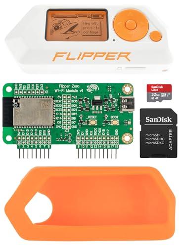 Flipper Zero Complete Kit — Flipper Zero | Scheda di sviluppo WiFi | Custodia in silicone | Scheda MicroSD da 32 GB | Adattatore da MicroSD a SD