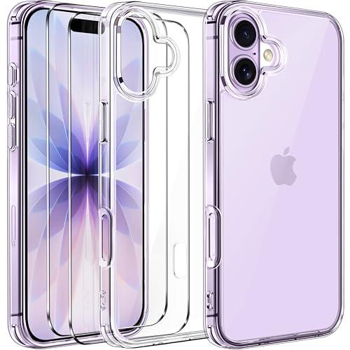 iVoler Anti Ingiallimento Chiaro Cover per iPhone 17 6.3 Pollice con 2 Pezzi Pellicola Vetro Temperato, [Antiurto di Grado Militare] Custodia Trasparente Sottile Case