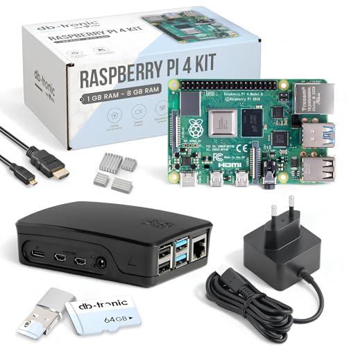 Raspberry Pi 4 8 GB Starter Kit | 64 GB Edition | Alimentatore Ufficiale 15 W | Cassa Ufficiale Nero | Cavo Micro HDMI 4k | Set dissipatore di calore