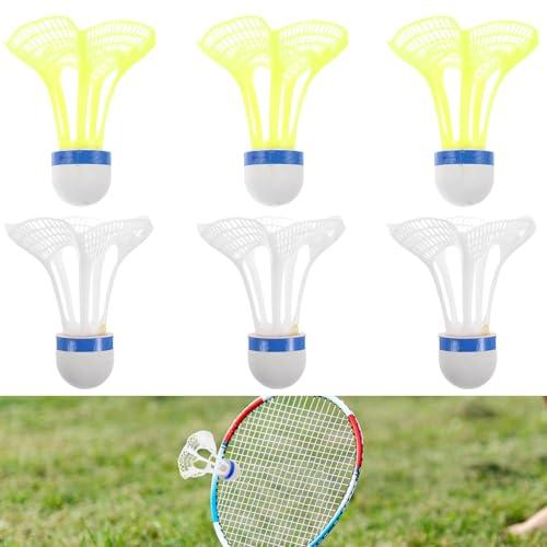 GEXINKEJI 6 Pezzi Volano Badminton Antivento in Nylon Birdies Ideale per Principianti Famiglie e Professionisti Palline da Badminton con Grande Elasticità e Durata Badminton