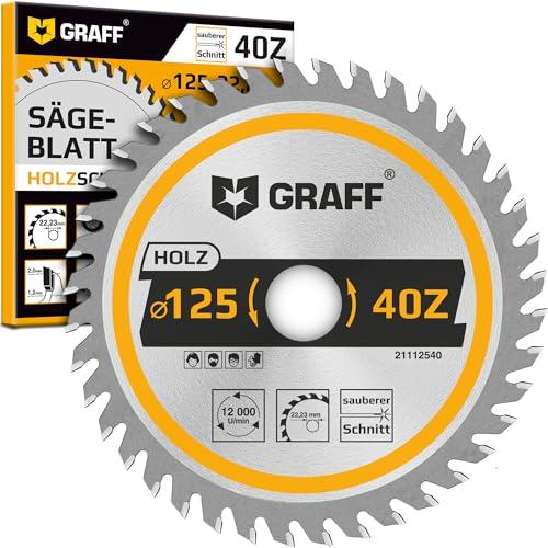 125 mm Lama per Sega Circolare per Smerigliatrice Angolare per Legno, Compensato, Laminato, Cartongesso, Plastica — Disco da Taglio per Legno a 40 Denti di GRAFF