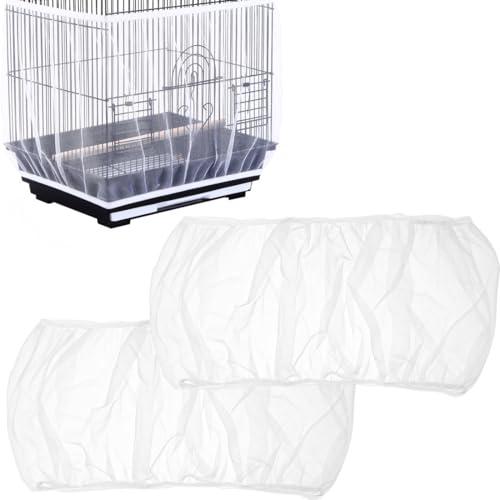Gabbia per uccelli in 2 pezzi, copertura universale in rete, copertura in nylon per gabbia, misura regolabile, adatta a gabbie rotonde e quadrate, 140-180 cm, bianca.