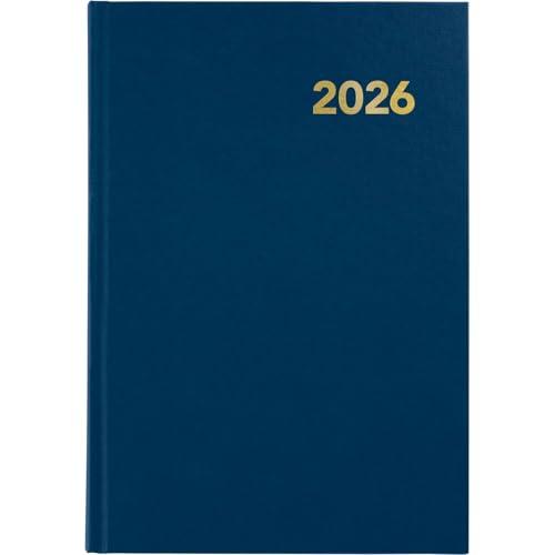 Grafoplas - Agenda 2026 giorno pagina annuale, 14,5 x 21 cm, blu, spagnolo, modello Bretagna, copertina rigida e punto di lettura, 288 pagine, carta bianca 70 g certificata FSC, include pianificazione
