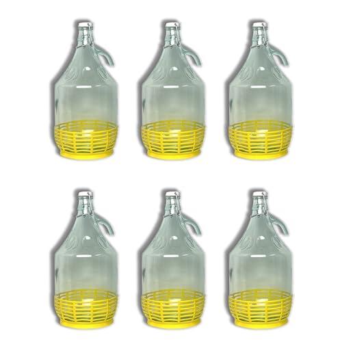 FERROELETTRA Damigiana Vetro 5 Litri - Bottiglione con Chiusura Meccanica Ermetica Con Guarnizione Dama per Olio - Contenitore Olio 5 Litri - Damigiane e Bottiglioni per Prodotti Alimentari (6 Pezzi)