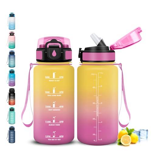 Grsta Borraccia Bambini, Borraccia 500 ml, Senza Perdite, Borraccie con Cannuccia, Facile da Pulire, Borraccie Motivazionale, con Slogan Motivazionale, Borracce per Scuole, Campeggio, Corsa