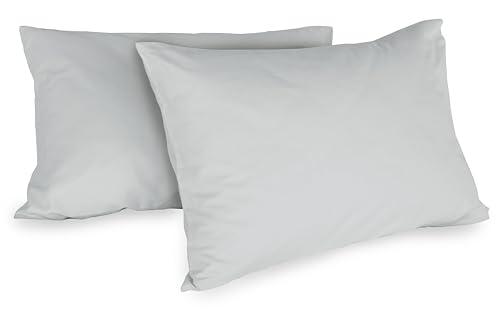 Zer0bed, Coppia Di Federe In Cotone 52x80 CM, Grigio, Set Di 2, Tinta Unita, 100 Percento Cotone, Cusino Letto, Chiusura A Busta