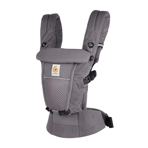 Ergobaby Marsupio Adapt per neonati, 3 posizioni mesh SoftFlex marsupio anteriore ergonomico marsupio posteriore per neonati, Graphite Grey