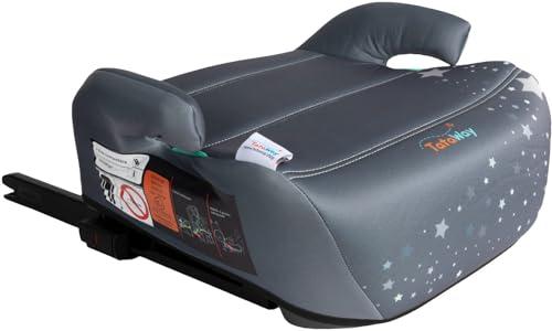 Tataway seggiolino alzatina auto bimbi ISOFIX Nero i-Size ECE R129, Rialzo bimbi 125-150 cm, 22-36 kg, 6-12 anni, gruppo 3, facile da trasportare - sfoderabile e lavabile