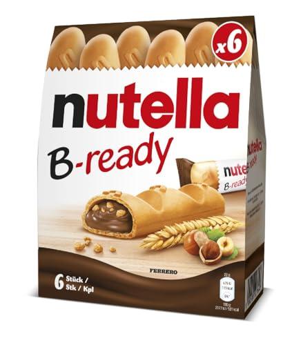 Nutella B-ready - 6 Snack Dolci Monoporzione, Croccante Cialda di Pane con un Cremoso Ripieno di Nutella, 132 gr
