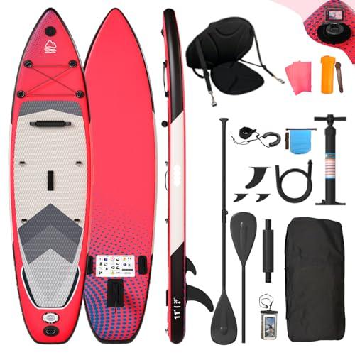 Devoko Tavola SUP Gonfiabile 330cm | Sup 2-in-1 con Sedile Kayak & Accessori, 130kg Max - Ideale per Surf, Pesca, Yoga, Sfumatura Rosa
