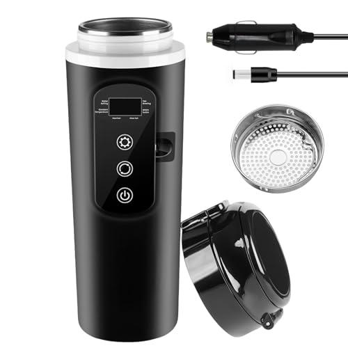 Bollitore elettrico per auto, bollitore da viaggio, 500 ml, per auto, 12 V, 24 V, con regolazione della temperatura e display LCD, bollitore portatile per camion, campeggio, viaggi, tè, caffè, latte