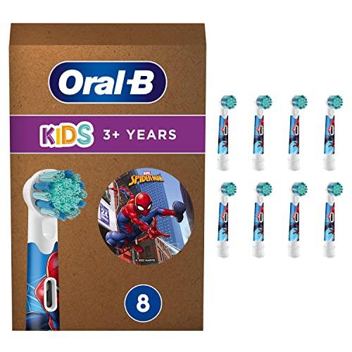 Oral-B Kids 3+ Testine Spazzolino Elettrico Marvel Spiderman, Confezione da 8 Testine di Ricambio, Delicato per i Bambini, con Setole Morbide, Adatto alla Buca delle Lettere