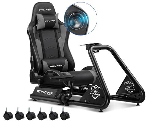 GTPLAYER Simulatore di Guida, Sedile di Simulazione per PC con Altoparlanti, Supporto per Volante e Pedaliera