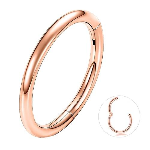 ESHIONER G23 Titanio Ipoallergenico Piercing Naso Anello Argento Oro Piercing Septum Piercing Orecchio Cartilagine Piercing Trago Helix 14G 16G 12MM Nostril Piercing 1 Pezzo