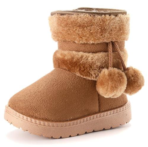 Yeeteepot Bambine e Ragazze Carino Stivali da Neve Calda Foderati Stivaletti Inverno Morbide Piatto Stivali Bambini Pelliccia Antiscivolo Boots， Marrone 33 EU = 34 CN