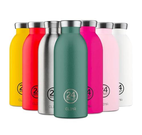 24Bottles Clima Bottle - Borraccia Termica 500 ml Acciaio Inox, Bottiglia Termica Thermos 100% Ermetico (12h Hot 24h Cold) dal Design Italiano, Borracce Termiche Ecologiche, Water Bottle Moss Green