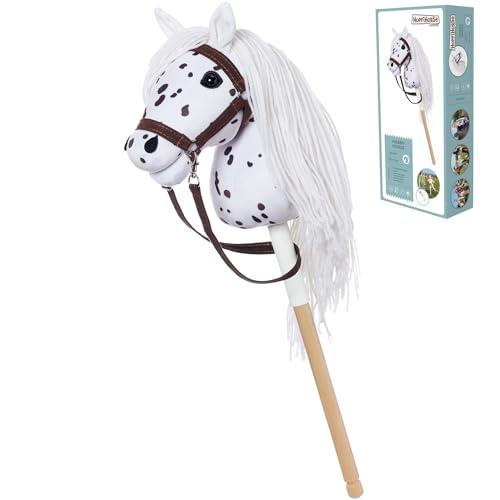 HOPPIHORSE-Edizione Sportiva Hobby Horse A4, Cavallo con bastone con cavezza, redini, tracolla, coda e impugnatura in silicone, Hobby horse cavallo di alta qualità in peluche in una confezione regalo
