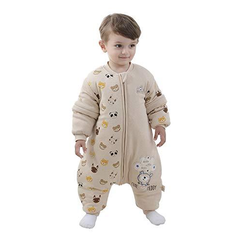Mosebears Sacco nanna per bambino con gambe Sacco nanna per bambini foderato in caldo invernale con maniche staccabili, pigiama unisex per bambina