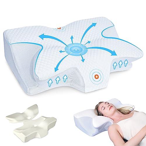 HOMCA Cuscino in Memory Foam Ortopedico Cervicale per Dolore al Collo Cuscino Ergonomico,Opzioni morbide e dure- per Dolore alla Spalla Cuscino di Sostegno del Collo,60 * 44 * 13/14.5cm