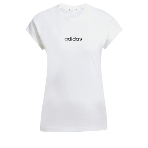 Adidas Femme Essentials Linear Cotton T-Shirt, White/Black, L