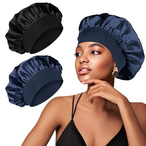 YLK 2 Pezzi Berretto di Seta, Cuffia Seta Capelli Ricci, Involucro di Seta per Capelli per Dormire, Berretto da Notte Raso per Donna Ragazza