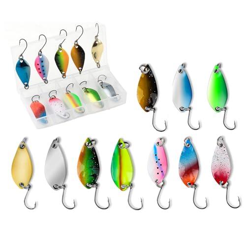 WERIGONI 10PCS Cucchiaini Pesca Spinning Con Scatola per Attrezzatura, Ondulanti Trota Spinning Esca, 2,5 g/3,5 g/5 g