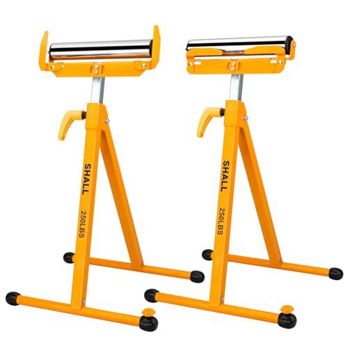 Shall Confezione da 2 supporti pieghevoli a rullo, resistenti, capacità di carico di 113,4 kg, altezza regolabile da 70 a 100 cm, per sega da banco, lavorazione del legno
