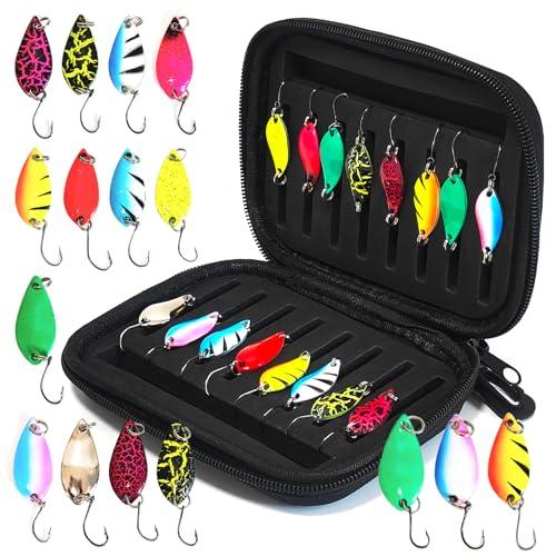 Cucchiaini Da Pesca Esche 16 Pezzi Esche Artificiali,Esche Da Pesca, Fishing Set,Esche Per La Pesca Alla Trota,Spoon Trout Area Per Trota, Persico,Luccio Spoon Kit Con Scatola
