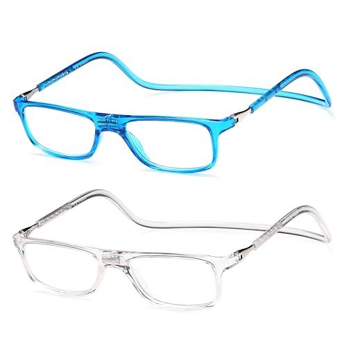 NEW VISION 2 Pack Occhiali Da Lettura con Calamita, Occhiali con Calamita Da Vista NV2904, Occhiali Calamitati Da Collo, Occhiali Lettura Calamita per Uomo e Donna (Tb, 2.5, x)