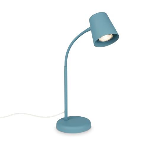 Briloner - Lampada da comodino, lampada da scrivania orientabile, lampada da tavolo GU10 per ufficio con interruttore a cavo, lampada da lettura, 9W, 130x385mm (DxA), metallo, blu