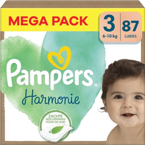 Pampers Pannolini taglia 3 (6-10 kg), armonie pannolino, 87 pezzi, protezione della pelle delicata e ingredienti di origine vegetale