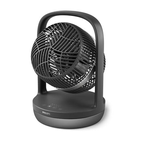 Philips Ventilatore da tavolo oscillante Serie 3000. Potente e ultra-silenzioso. 23 dB. Circolatore d'aria. Inclinazione regolabile di 180°. Per camera da letto, casa e ufficio. CX3050, nero.