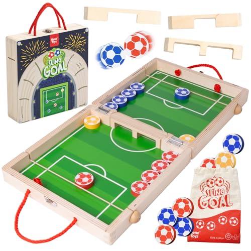 Nene Toys Sling Goal – Gioco da Tavolo Familiare per Bambini e Adulti – Stile Calcio Balilla in Legno dai 4 Anni – Gioco di Calcio da Viaggio, Interni ed Esterni – Regalo Bambino e Bambina 4–12 Anni