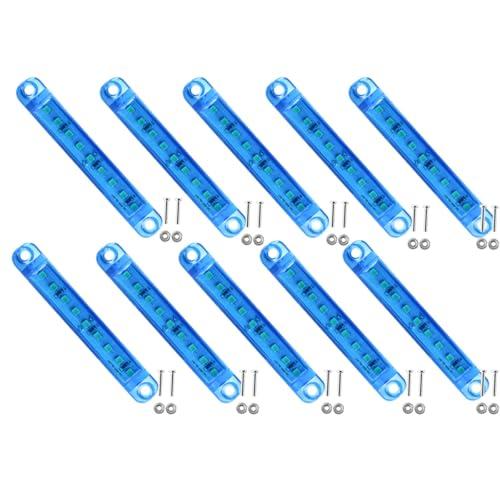 VEQENMOT 10pcs Luce di Posizione Laterale blu - Luci di posizione laterali impermeabili a 9 LED 12-24 V per rimorchio Camion, camper, barca, camper, furgone - Luci di ingombro anteriori/posteriori