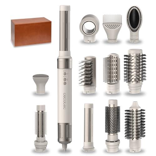 Cecotec Spazzola ad Aria Calda Cermiccare 12In1 Airglam Champagne. 1400W, 12In1: Modella, Arriccia, Pettina, Asciuga ed Elimina L'Effetto Crespo. 3 Velocità, 3 Temperature, Ceramica e Cheratina