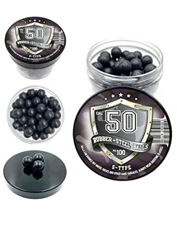 100 x Rubber Steel Balls in 50 cal. - Sfere in acciaio da 100 pezzi per pistole da addestramento per la difesa domestica in calibro 50 (S-TYPE)