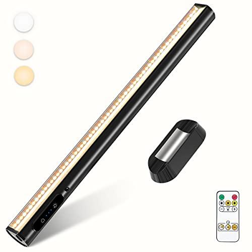 bravzurg Luce LED Sottopensile, 4000mAh Lampada da Scrivania Senza Fili con Telecomando e Magnetica, Luci Tavolo Ricaricabile per Cucina, Specchio Bagno, Muro, Armadio, Mensola, Monitor, Parete