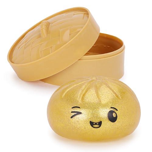 Toyland® Oro Glitterato Giocattolo sensoriale Antistress a Forma di Bao con Scatola di plastica per la Cottura a Vapore - Giocattolo Antistress per Bambini - dai 3 Anni in su
