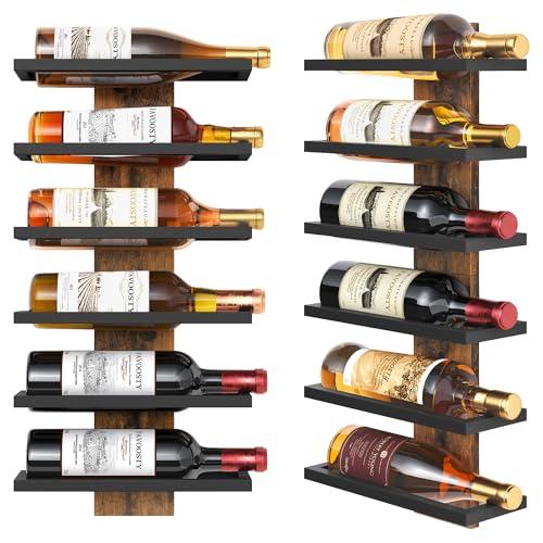 FAVOOSTY Portabottiglie da parete, portabottiglie con 6 livelli, in metallo, per bottiglie di vino, colore nero, per sala da pranzo, camera da letto, cantina