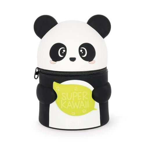 Legami - Astuccio Super Kawaii Panda, capiente, contiene fino a 100 Penne Cancellabili, in morbido Silicone, 13 x 19 x 13 cm