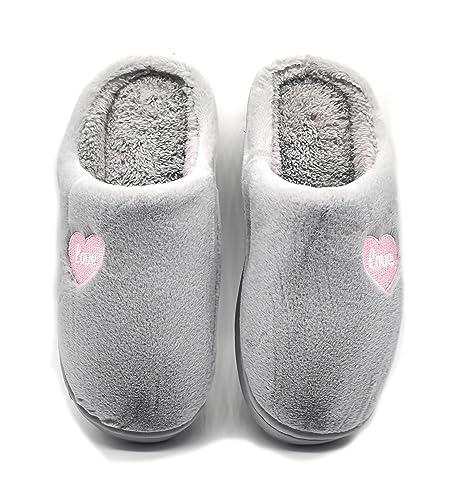 P&L ITALY COLLECTION Pantofole Donna Invernali Ciabatte Pelose Calde Ciabatte Invernali Ragazza da Casa Comode antiscivolo 220 (Grey Love, numeric_4041)