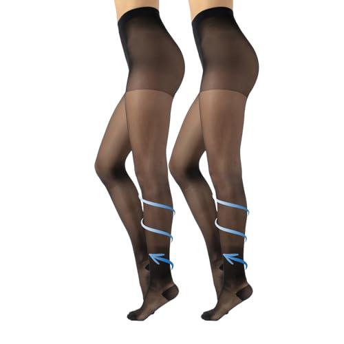 CALZITALY Collant Riposante, Compressione Forte 10mm/Hg, 70 DEN, S, M, L, XL, XXL, 3XL, 4XL, Made in Italy (M, 2 X Nero)