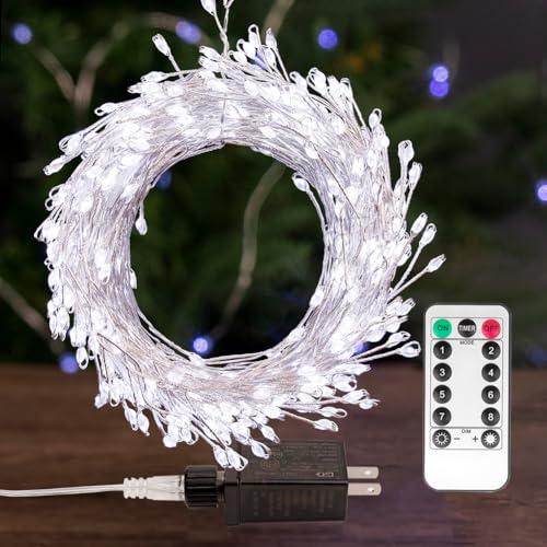 PCORES Luci fate alla moda, 3 m con 100 LED, luci pirotecniche impermeabili e filo argentato, per camera da letto, fai da te, feste, giardino, veranda, terrazzo, cortile (Bianco fresco, 10M)