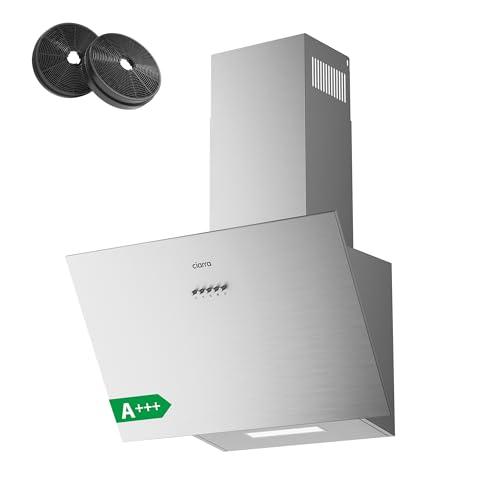 CIARRA CBCS6762A Cappa Aspirante Inclinata 60 cm Classe A+++ - 650 m³/h - Cappa da Cucina 3 Velocità con Filtri Carbone Inclusi - Ricircolo o Scarico - Acciaio Inox