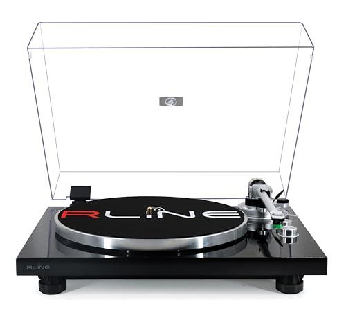 RLINE - Giradischi Vinili Bluetooth Nero Lucido, Lettore Vinili 33 e 45 Giri, Piatto 12