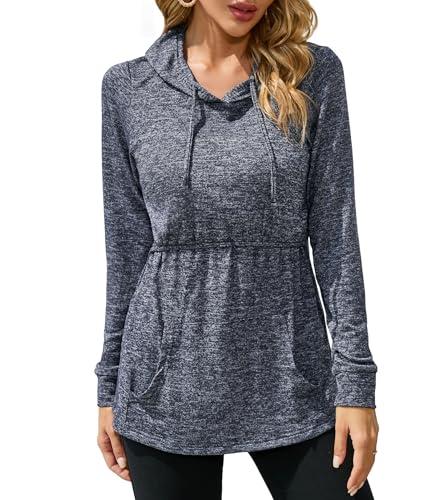 Sosolism Felpa Allattamento con Cappuccio da Donna Manica Lunga Tops Premaman Allattamento con Tasche Pullover